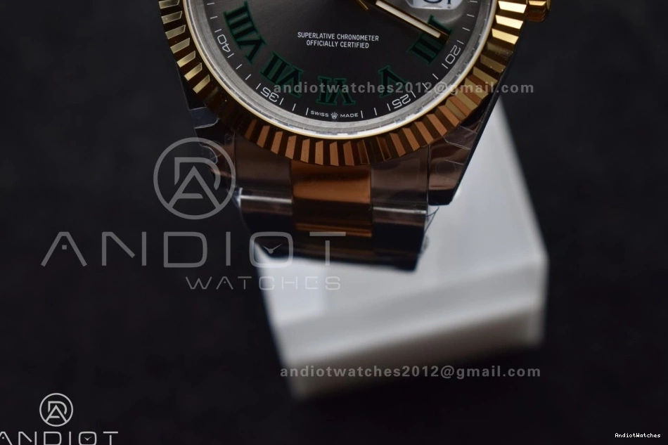 YG 126333 Oyster SS Dial Efficient Edition Steel SS 614 Roman DateJust A 1:1 41 904L YG Green GMF Bracelet on Gray Best 0408